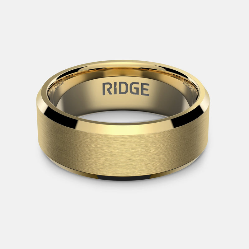 8 mm abgeschrägtes Ring-Set - 24K Gold - Tantalum