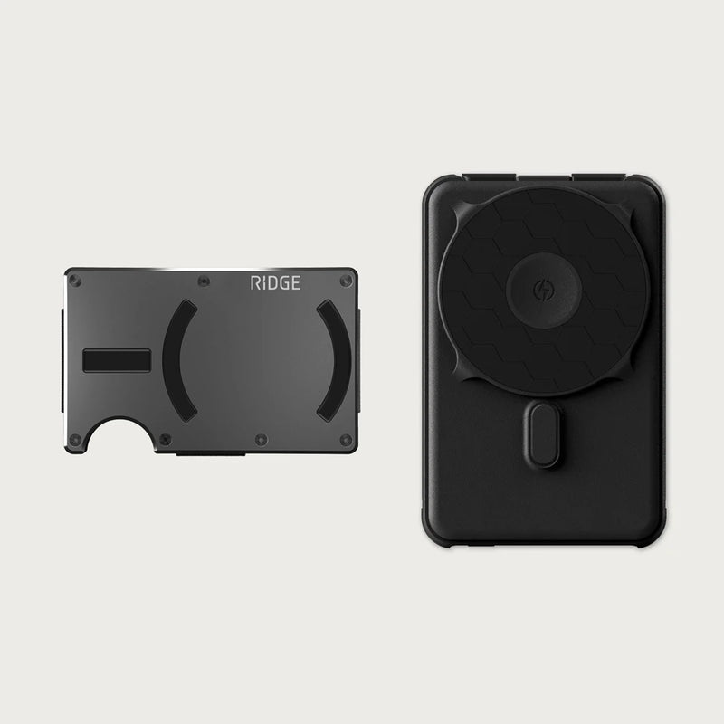 Ridge Wallet for MagSafe + Power Bank - Gunmetal + Matte Black