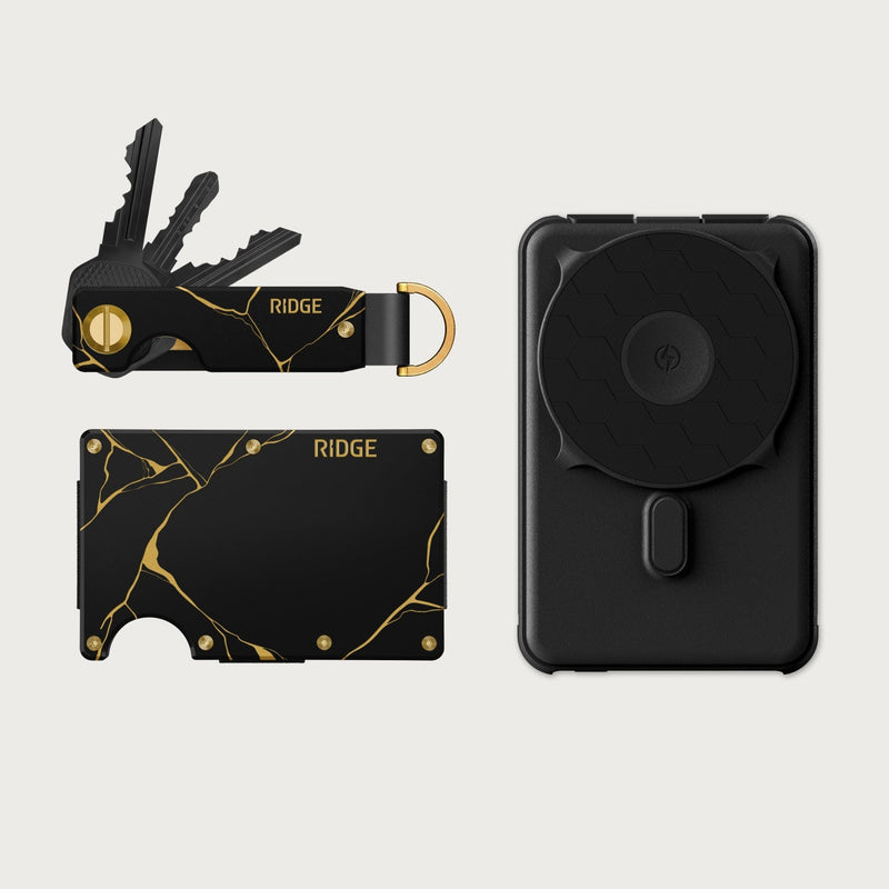 Ridge Wallet + Power Bank + KeyCase - Kintsugi - Black + Matte Black + Kintsugi - Black — image 1