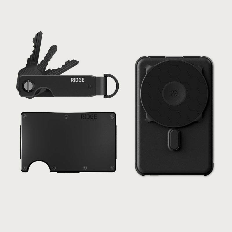 Ridge Wallet + Power Bank + KeyCase - Royal Black + Matte Black + Royal Black — image 1