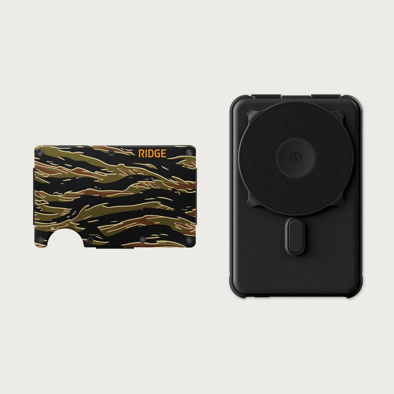 Ridge Wallet + Power Bank - Tiger Stripe + Matte Black — image 1