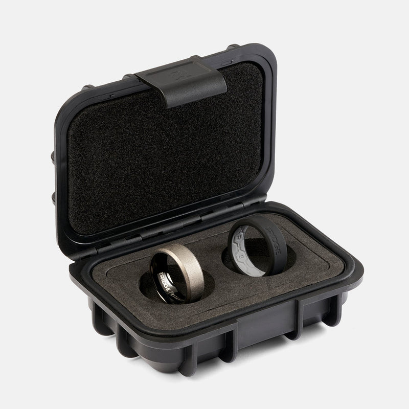 8 mm abgeschrägtes Ring-Set - Stonewashed Titanium