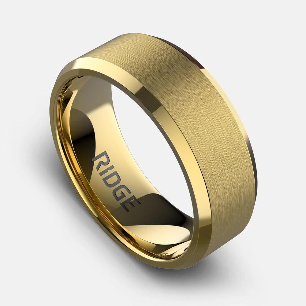 Ridge 8mm Beveled Ring Set - 24K Gold | Tantalum