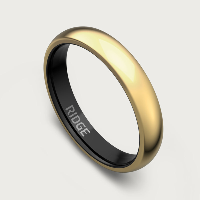 4 mm abgerundetes Ring-Set - 24K Gold