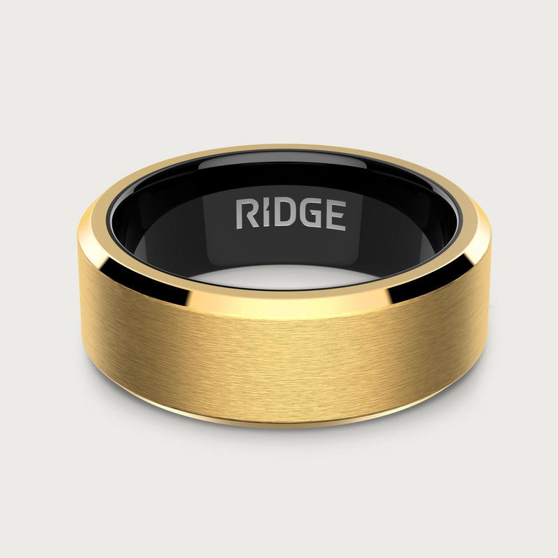 8 mm abgeschrägtes Ring-Set - 24K Gold