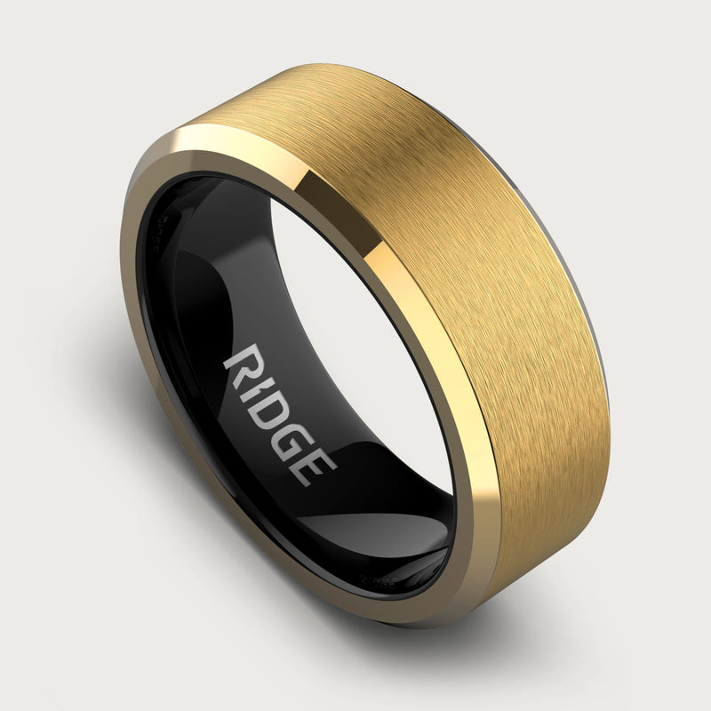 8 mm abgeschrägtes Ring-Set - 24K Gold