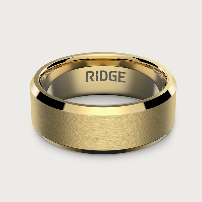 8 mm abgeschrägtes Ring-Set - 24K Gold - Tantalum