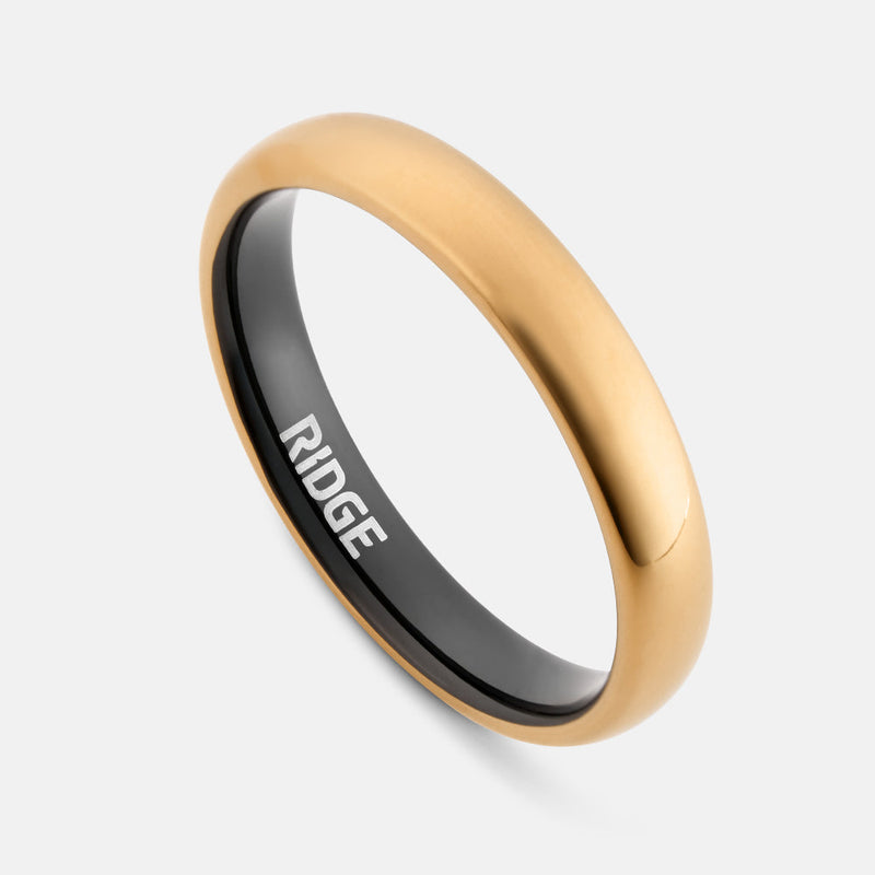 4 mm abgerundetes Ring-Set - 24K Gold