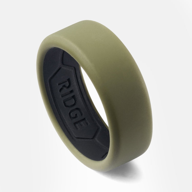 Ensemble d'anneaux en silicone 8 mm - Vert olive mat