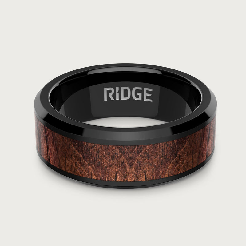 8mm Beveled Ring Set - Mopane Wood