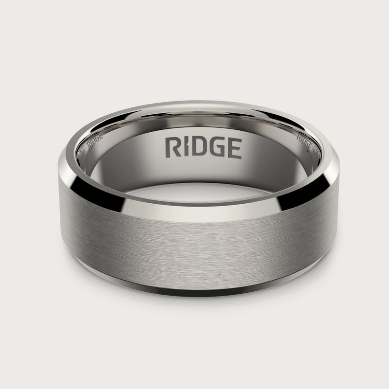 8mm Beveled Ring Set - Platinum - Tantalum