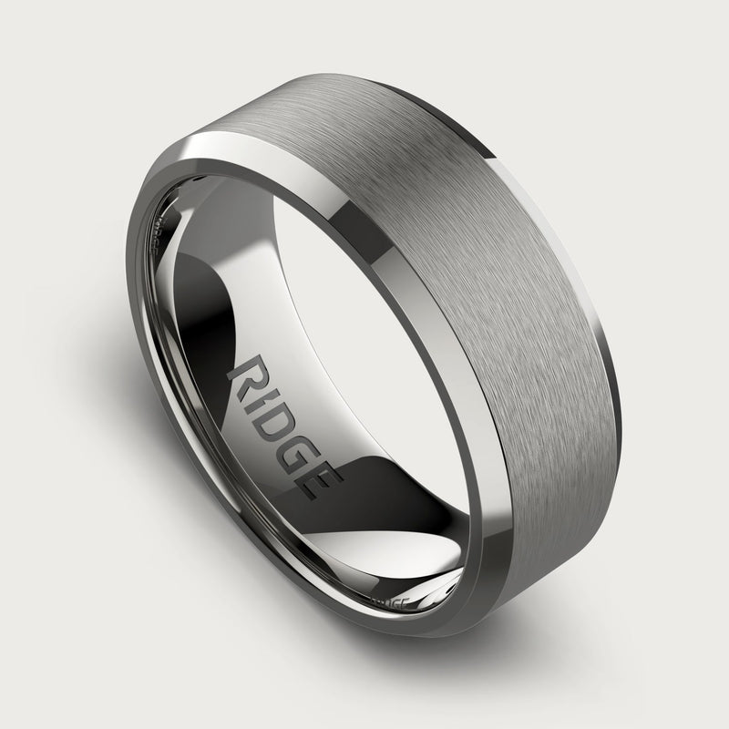 8mm Beveled Ring Set - Platinum - Tantalum