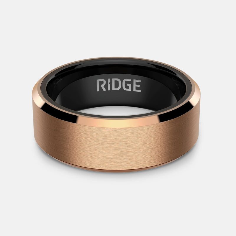 8 mm abgeschrägtes Ring-Set - 18K Rose Gold