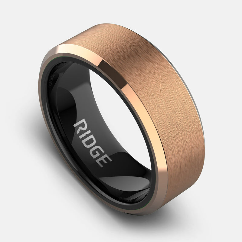 8 mm abgeschrägtes Ring-Set - 18K Rose Gold