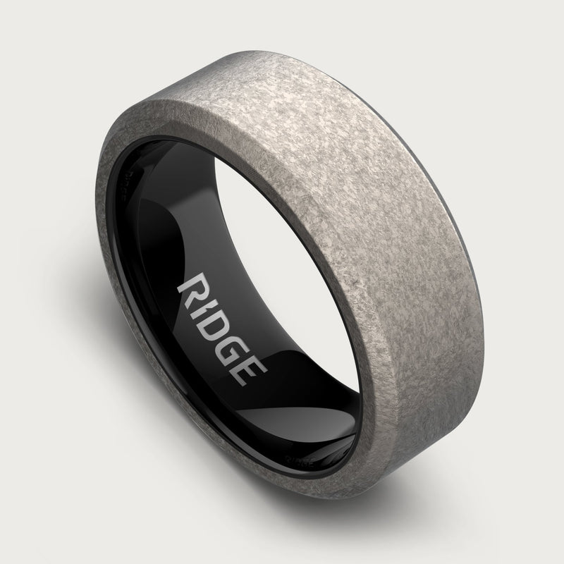 8 mm abgeschrägtes Ring-Set - Stonewashed Titanium