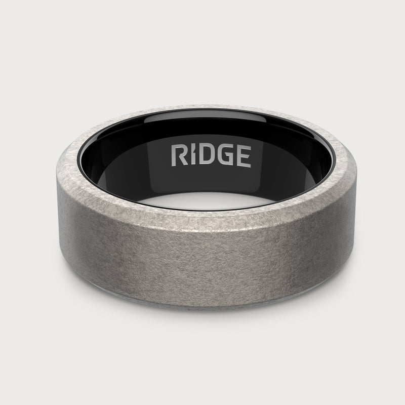 8 mm abgeschrägtes Ring-Set - Stonewashed Titanium
